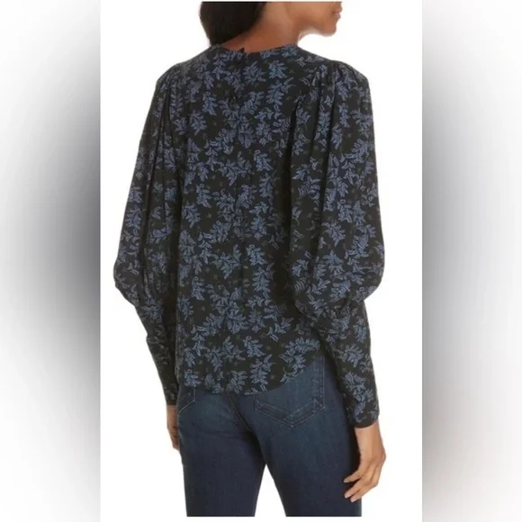 NWOT Veronica Beard Clarke Puff Sleeve Floral Blouse with Button Down Back - Picture 3 of 9